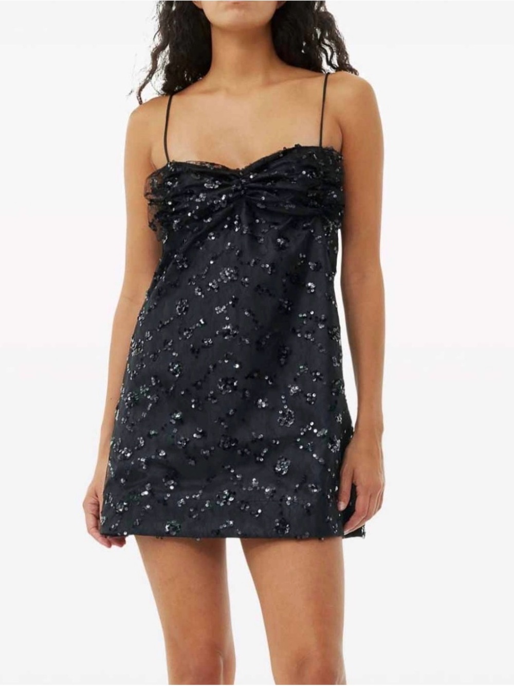 Black Ganni Sequin Mini Dress